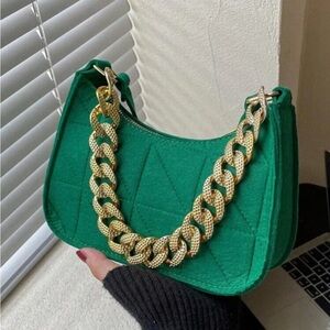 Chic Green Quilted Chain Shoulder Bag MINI BAG